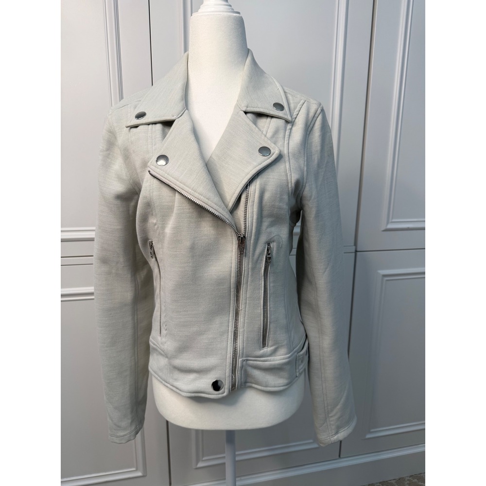 BLANKNYC Moto Jacket Women Small Gray Very Good Asymmetrical Zip Knit